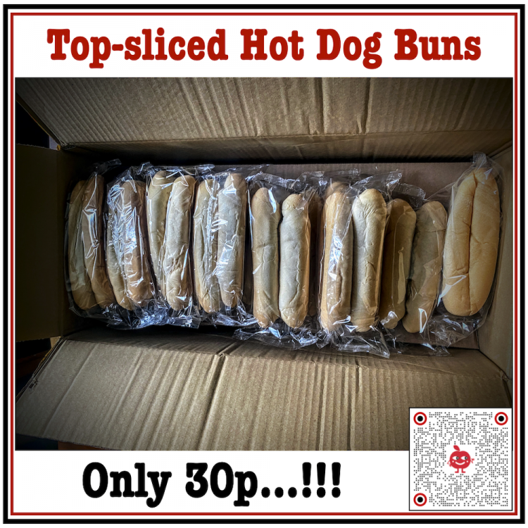 73% Discount on Pre-ordered Pallets <br /><span class='product-bracket'>(1,440 pcs) of Top-sliced 18.5cm Hot Dog Buns <br /><span class='product-bracket'>(36 cases): Only 30p each bun!</span>