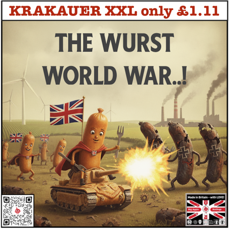 The Wurst World War - Best Prices Guaranteed!: KRAKAUER BACON FRANKFURTER XXL only £1.11 each.</span> The Wurst World War - Best Prices Guaranteed!: KRAKAUER BACON FRANKFURTER XXL only £1.11 each.</span>