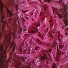 Pickled Pink Onions <br /><span class='product-bracket'>(Sliced) 50g Pouch. Marinated in Organic Cider Vinegar with Garlic, Lime & Spices</span>